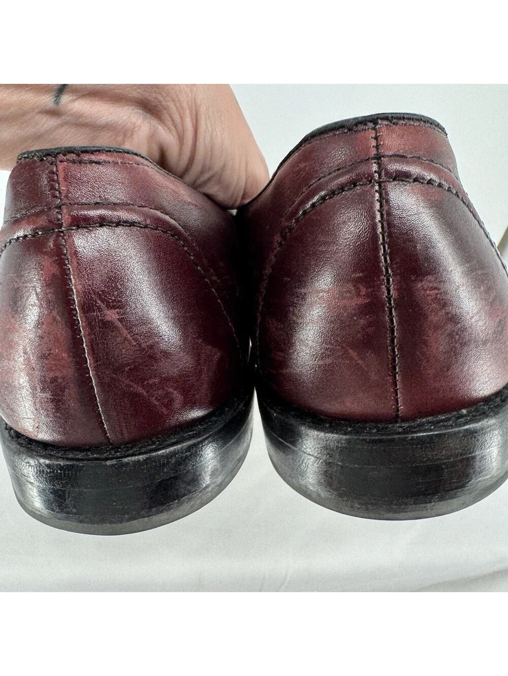 Allen Edmonds shoes mens 13 randolph penny loafers burgundy oxblood moc toe slip